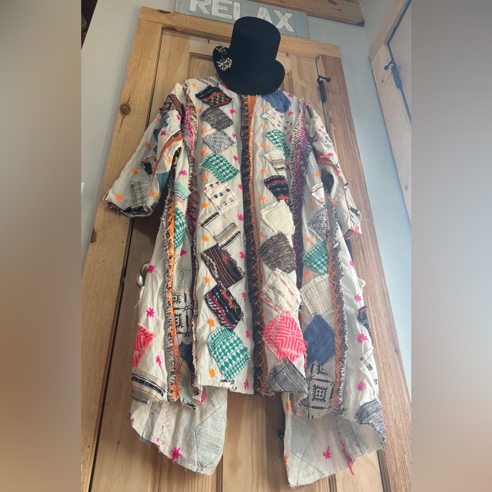 🆕 A Rare Bird Patchwork Multicolor Open Front Cardigan OS - Picture 10 of 16
